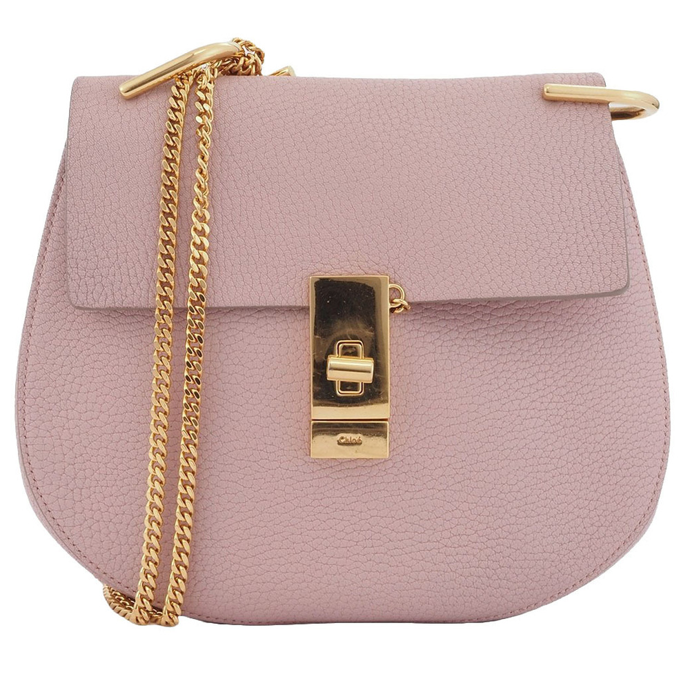 Chloe Drew Chain Shoulder Bag Pink Leather